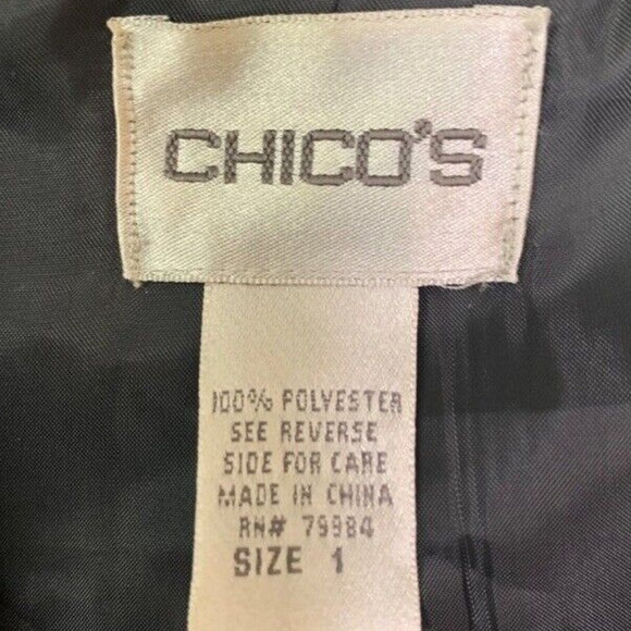 Chico's Jacket Women's Size 1 (Medium) Monochrome Textured Floral Paulette Bold - Picture 6 of 8